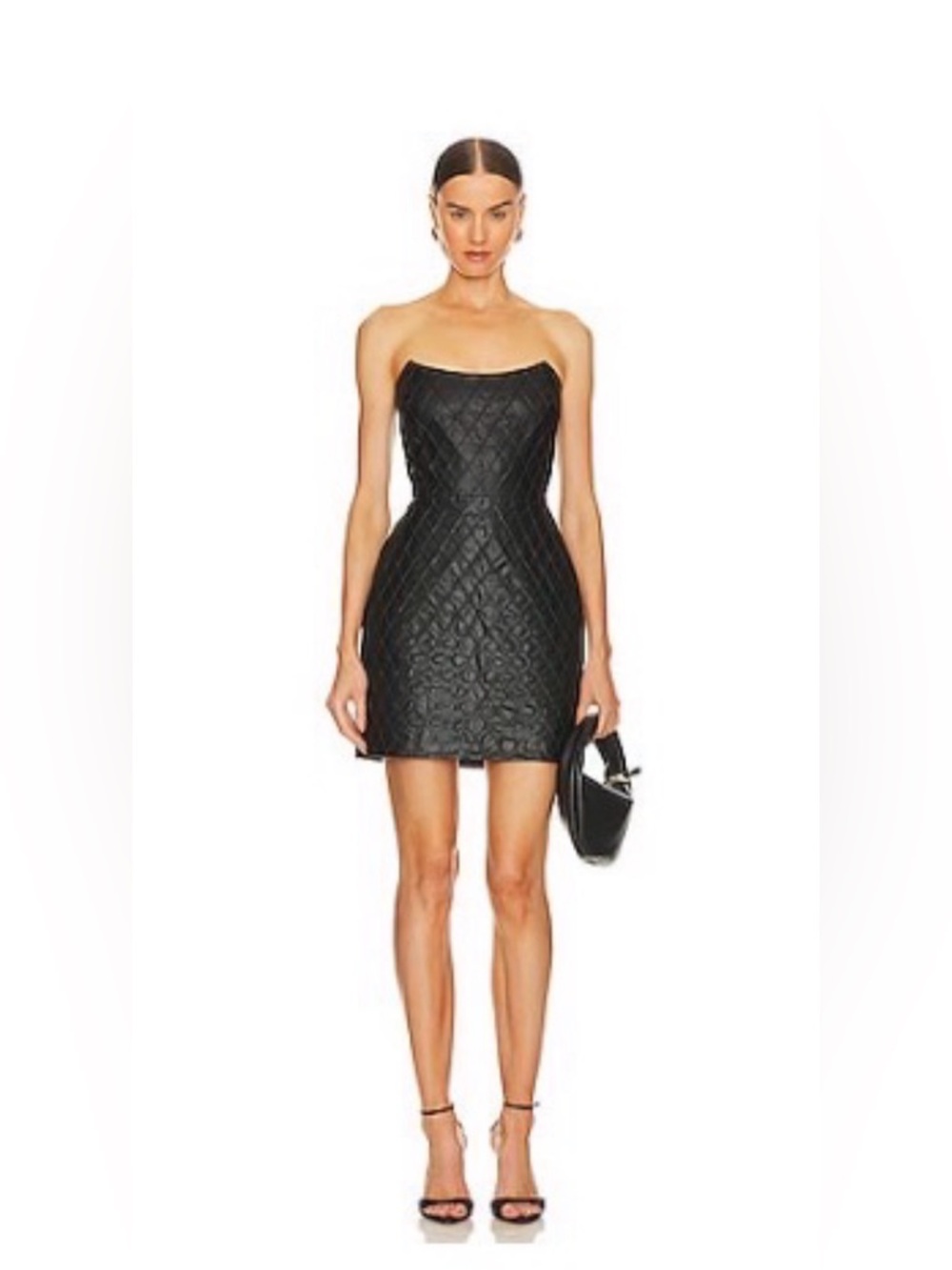 Amanda Uprichard Keisha Faux Leather Mini Dress in Black size S - Picture 3 of 8